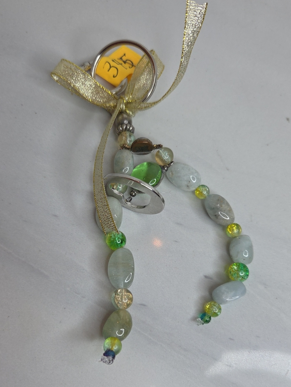 345 - Glass Handmade Green Beaded Bag Charm